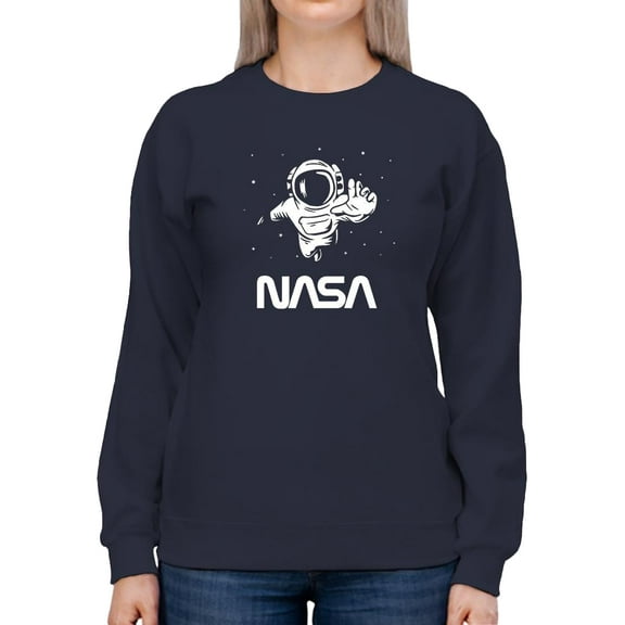 NASA Nasa Astronaut Reaching Camera Sweatshirt Women -NASA Designs, Female Large