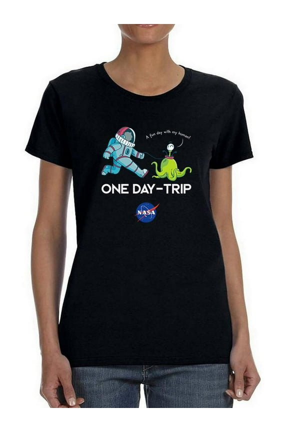 Astronaut W Pet Alien Shaped T-Shirt Women -NASA Designs, Female 3X-Large
