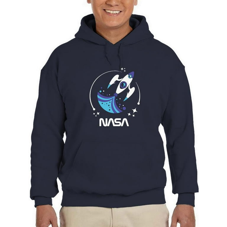 NASA Nasa Baby Blue Rocket Art Hoodie Men NASA Designs Male 4X Large