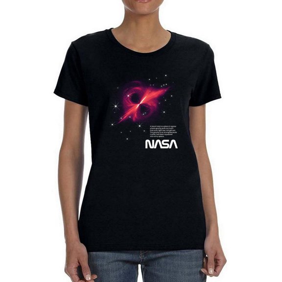 NASA Nasa Black Hole Explanation Shaped T-Shirt Women -NASA Designs, Female x-Large