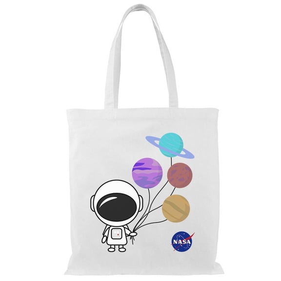 NASA Nasa Cute Astronaut Balloons Tote Bag - NASA Designs, One Size Cotton Canvas Tote Bag