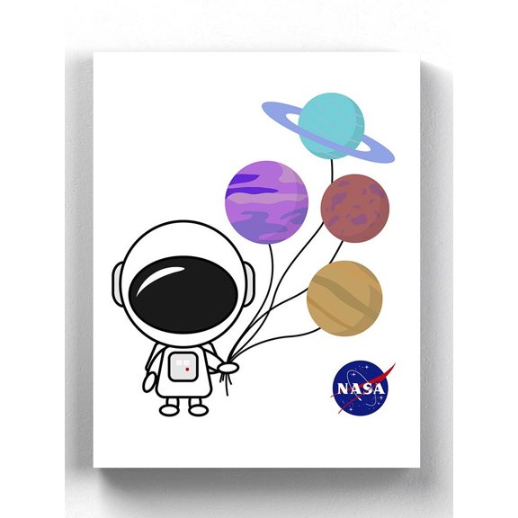 NASA Nasa Cute Astronaut Balloons Wrapped Canvas  -NASA Designs,