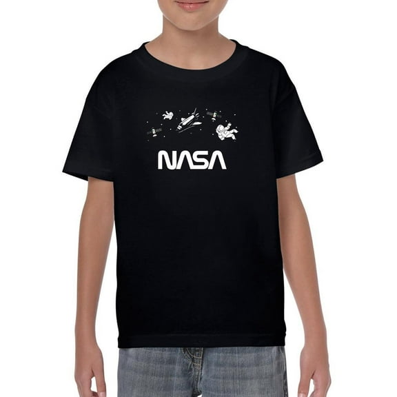 NASA Nasa Floating Objects Banner T-Shirt Juniors -NASA Designs,  Medium