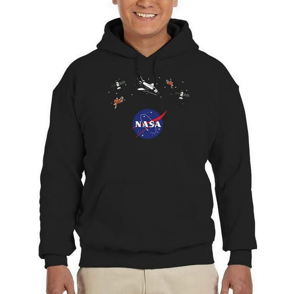 NASA Nasa Logo Floating Objects Hoodie Men -NASA Designs, Male XX-Large