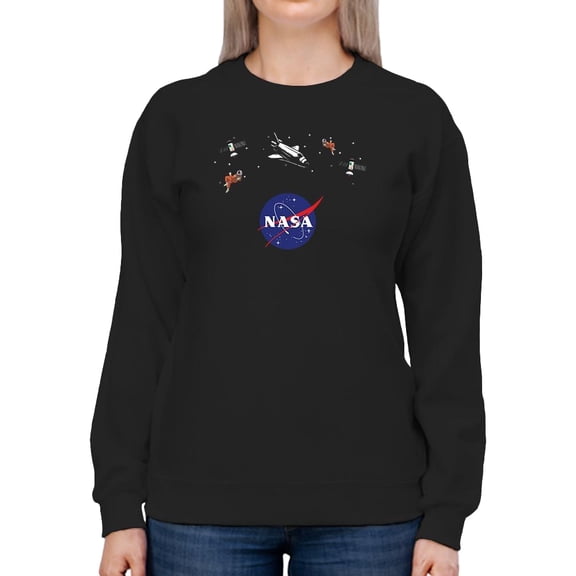 NASA Nasa Logo Floating Objects Sweatshirt Women -NASA Designs, Female 3X-Large