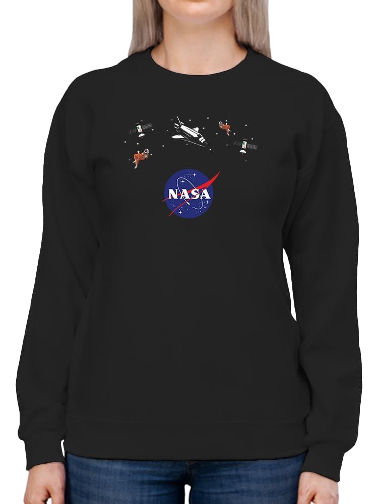 NASA Nasa Logo Floating Objects Sweatshirt Women -NASA Designs, Female ...