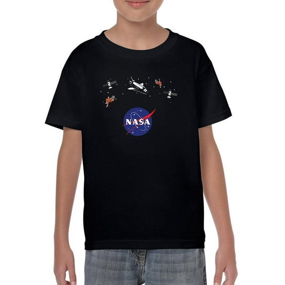NASA Nasa Logo Floating Objects T-Shirt Juniors -NASA Designs, Large