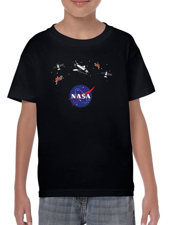 Logo Floating Objects T-Shirt Juniors -NASA Designs, Medium