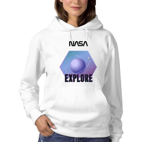 NASA Nasa Purple Explore Badge Hoodie Women -NASA Designs, Female x-Large