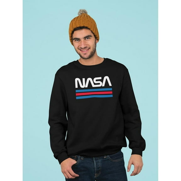 NASA Nasa Red Blue Stripes Sweatshirt Men -NASA Designs, Male Small