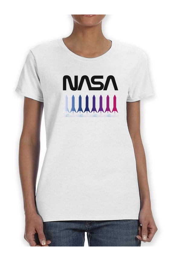 Rocket Gradient Shaped T-Shirt Women -NASA Designs, Female Medium