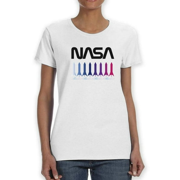 NASA Nasa Rocket Gradient Shaped T-Shirt Women -NASA Designs, Female x-Large