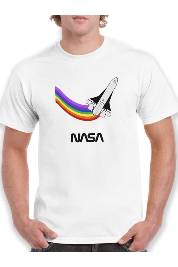 Shuttle Rainbow Trail T-Shirt Men -NASA Designs, Male Medium