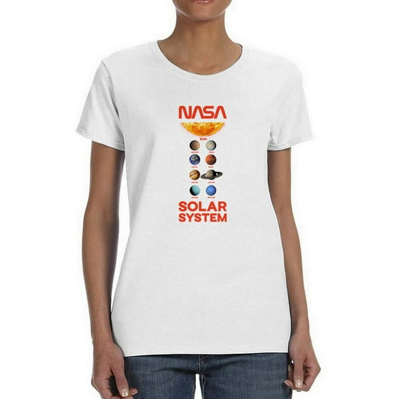 NASA Nasa Solar System W Names Shaped T-Shirt Women -NASA Designs, Female XX-Large