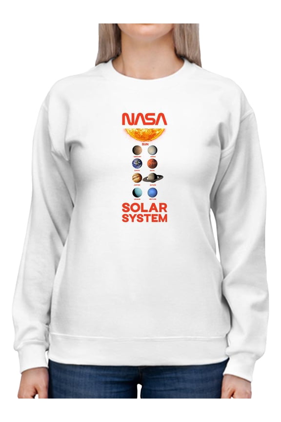 Solar System W Names Sweatshirt Women -NASA Designs, Female 5X-Large