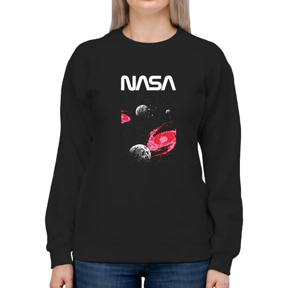 NASA Nasa Space W Pixel Dark Hole Sweatshirt Women -NASA Designs, Female x-Large