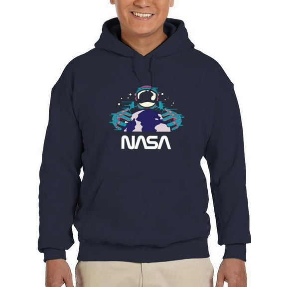 NASA Nasa Spaceman W Planet Earth Hoodie Men -NASA Designs, Male XX-Large