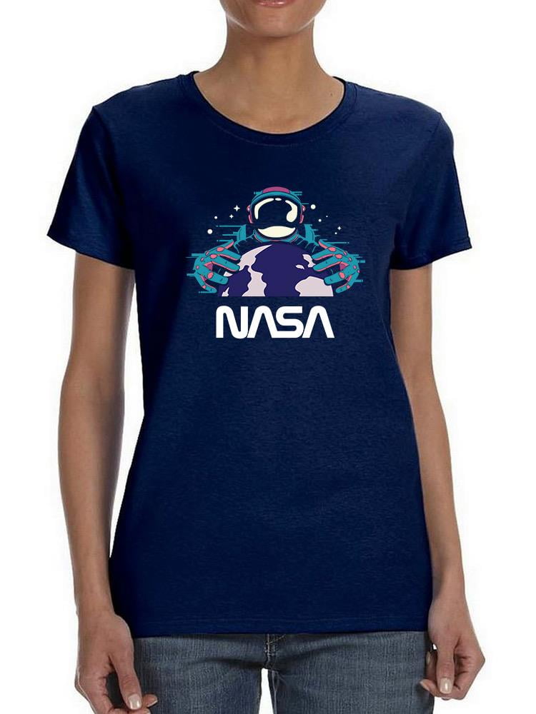 NASA Nasa Spaceman W Planet Earth Shaped T-Shirt Women -NASA Designs ...