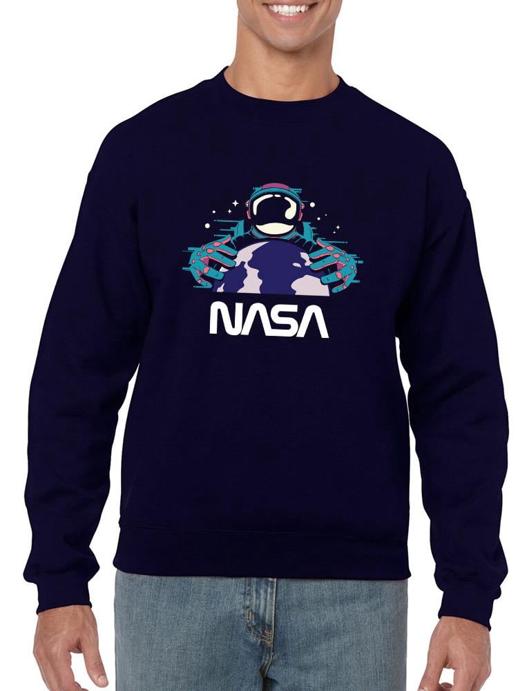 NASA Nasa Spaceman W Planet Earth Sweatshirt Men -NASA Designs, Male ...