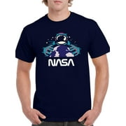 NASA Nasa Spaceman W Planet Earth T-Shirt Men -NASA Designs, Male 4X-Large