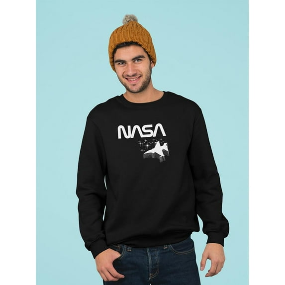 NASA Nasa Spaceship On Space Sweatshirt Men -NASA Designs, Male Medium