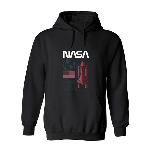 NASA Nasa Usa Spaceship Hoodie Men -NASA Designs, Male Large