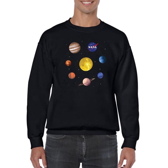 NASA Nasa Watercolor Solar System Sweatshirt Men -NASA Designs, Male 3X-Large