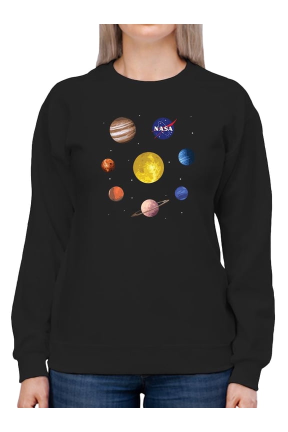 Watercolor Solar System Sweatshirt Women -NASA Designs, Female 5X-Large