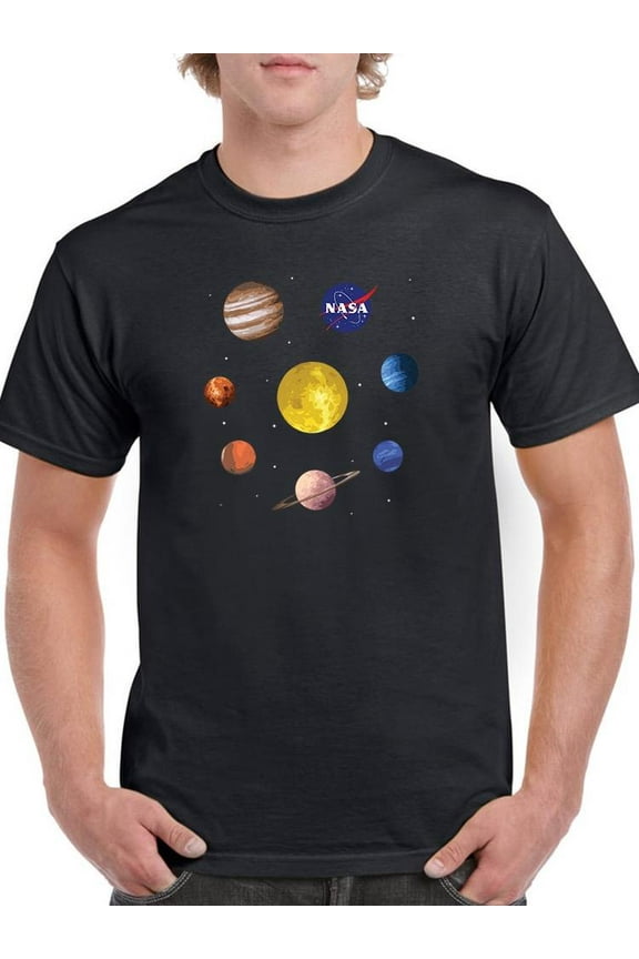 Watercolor Solar System T-Shirt Men -NASA Designs, Male x-Large