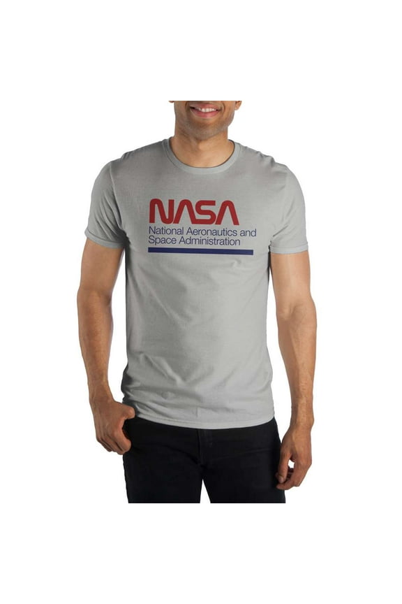 NASA National Aeronatics And Space Administration Men's Gray T-Shirt-X-Large
