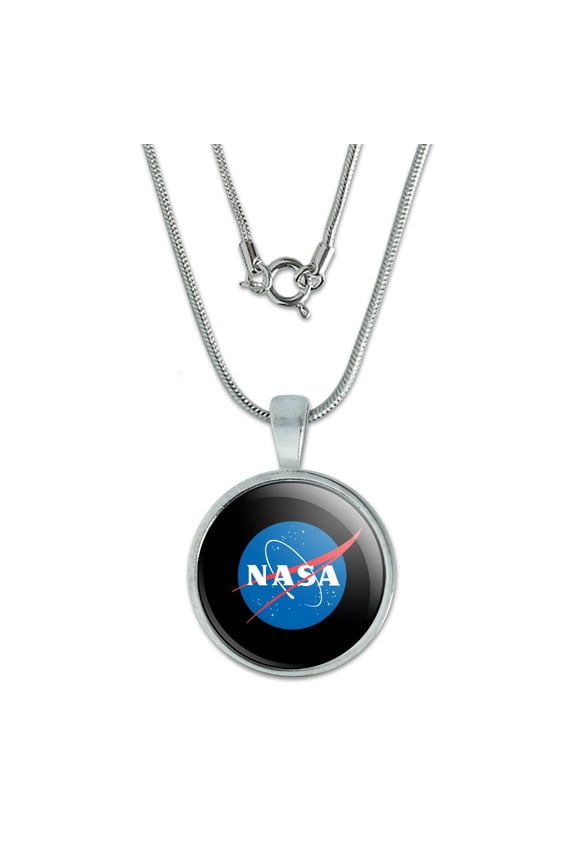 NASA Official Meatball Logo 0.75" Pendant with Sterling Silver Plated Chain