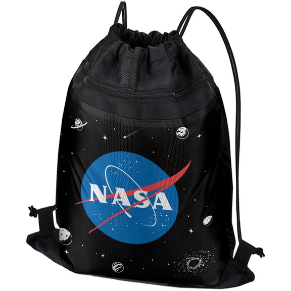 NASA Official Meatball Logo Drawstring Backpack Sports Bag Sackpack 17" x 13", Perfect for Gym, Yoga or Practice