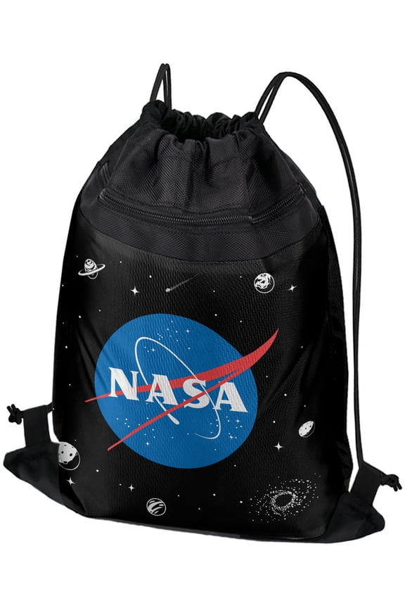 NASA Official Meatball Logo Drawstring Backpack Sports Bag Sackpack 17" x 13", Perfect for Gym, Yoga or Practice