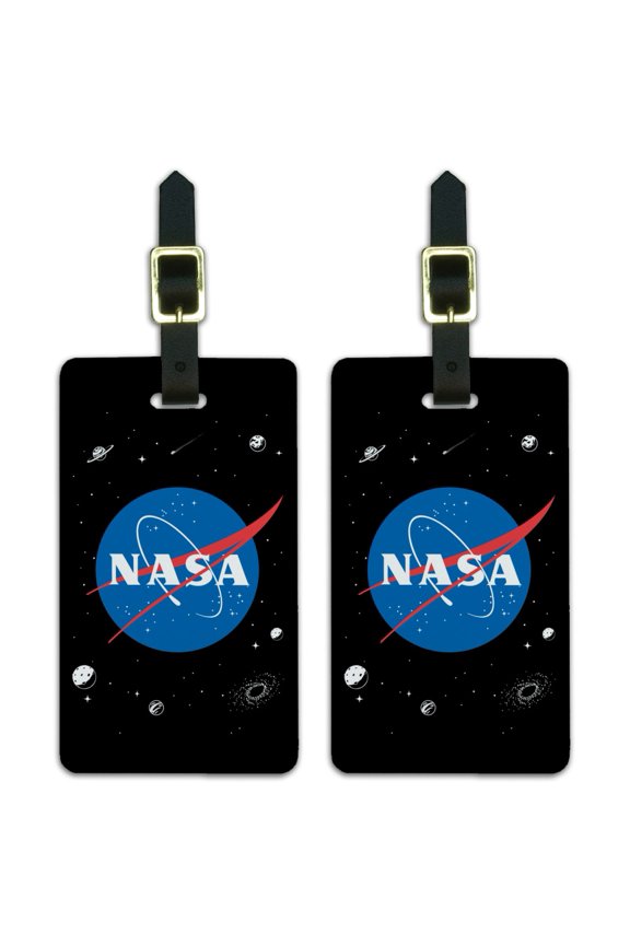 NASA Official Meatball Logo Luggage ID Tags Suitcase Carry-On Cards - Set of 2