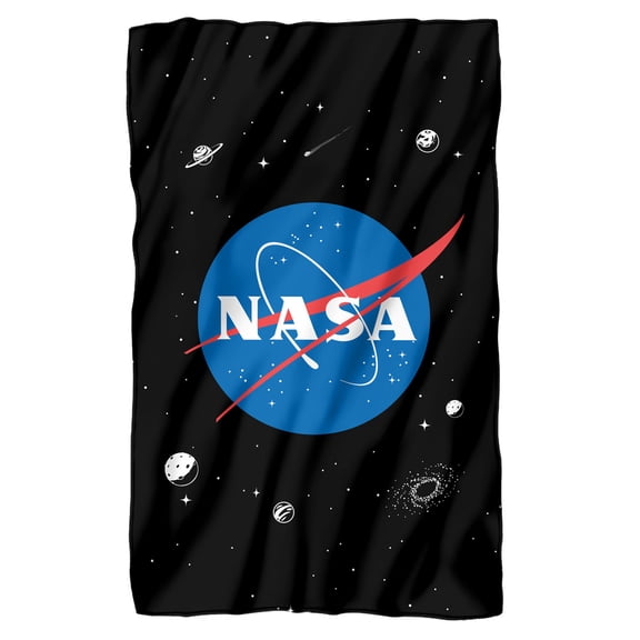 NASA Official Meatball Logo Pattern Fleece Blanket 36' x 58'