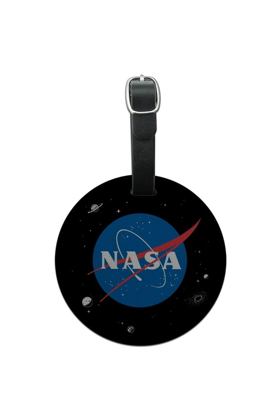 NASA Official Meatball Logo Round Leather Luggage Card Suitcase Carry-On ID Tag