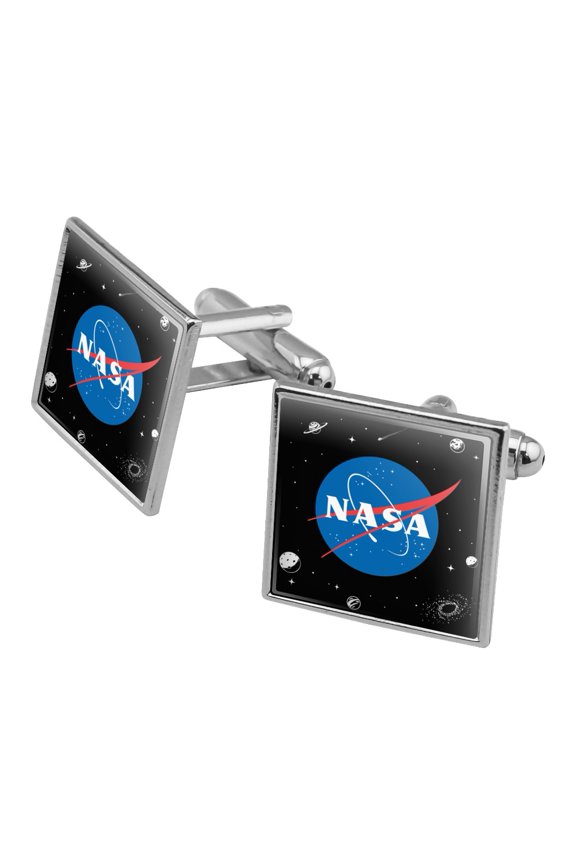 NASA Official Meatball Logo Square Cufflink Set - Silver or Gold