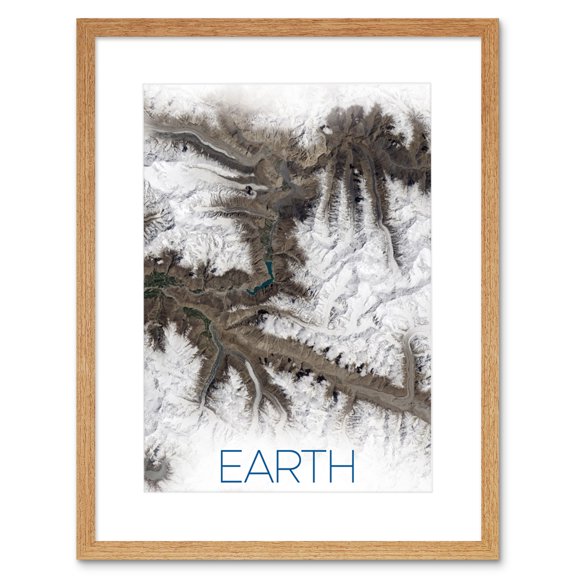 NASA Our Solar System Earth Image Glaciers Valley Artwork Framed Wall Art Print 9X7 Inch