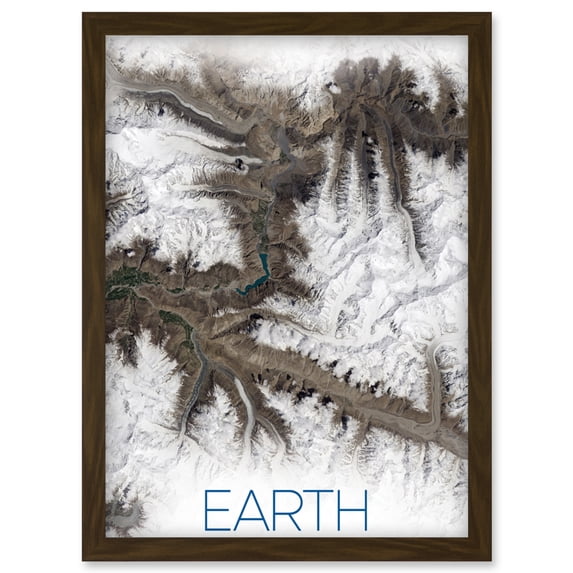 NASA Our Solar System Earth Image Glaciers Valley Artwork Framed Wall Art Print A4