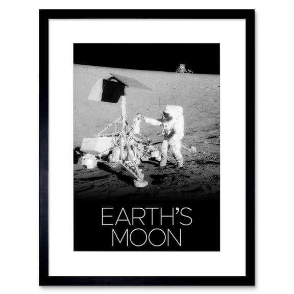 NASA Our Solar System Earth's Moon Apollo 12 Lunar Surveyor Artwork Framed Wall Art Print 9X7 Inch