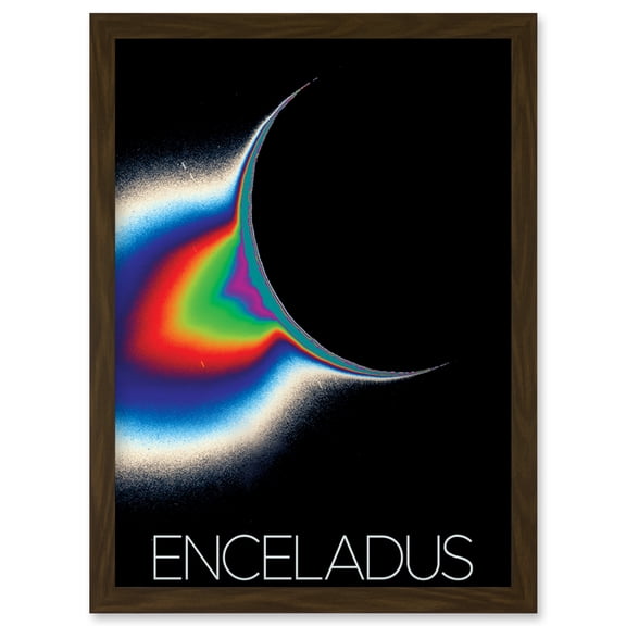 NASA Our Solar System Enceladus Saturn's Moon Colorized Artwork Framed Wall Art Print A4