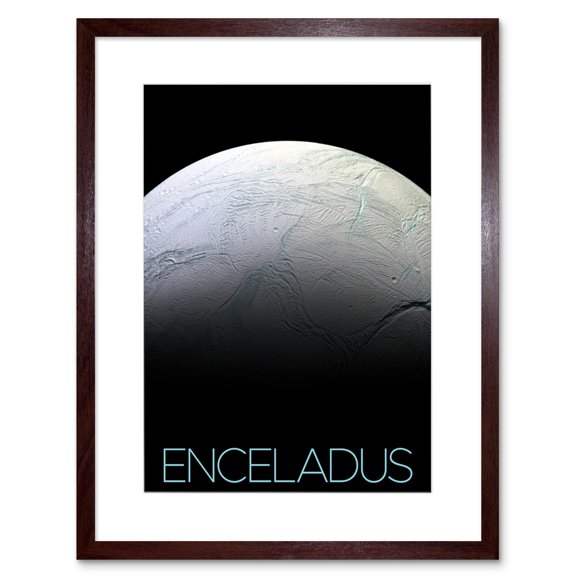 NASA Our Solar System Enceladus Saturn's Moon Surface Artwork Framed Wall Art Print 9X7 Inch