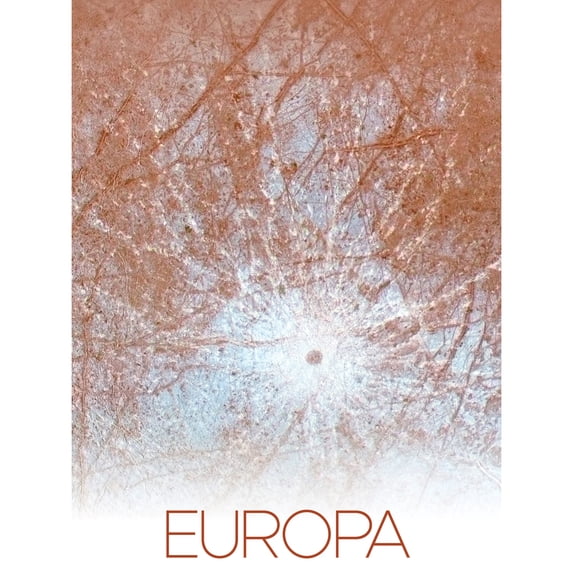 NASA Our Solar System Europa Jupiter's Moon Pwyll Crater Extra Large XL Wall Art Poster Print