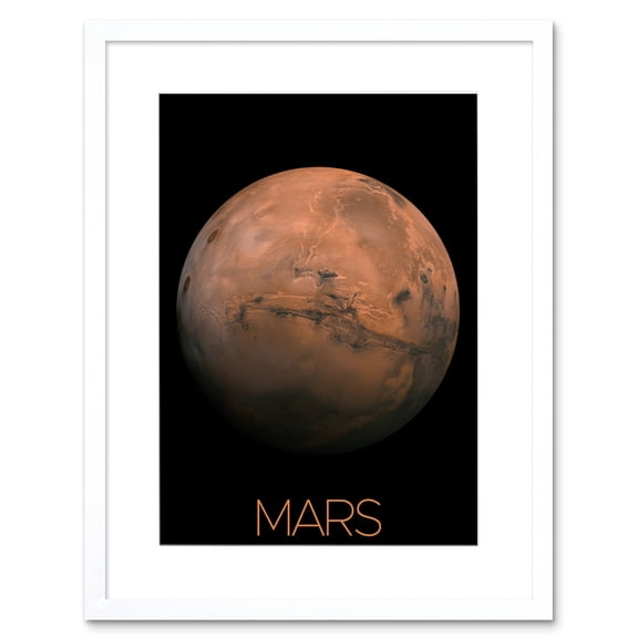 NASA Our Solar System Mars Planet Hemisphere Image Artwork Framed Wall Art Print 9X7 Inch