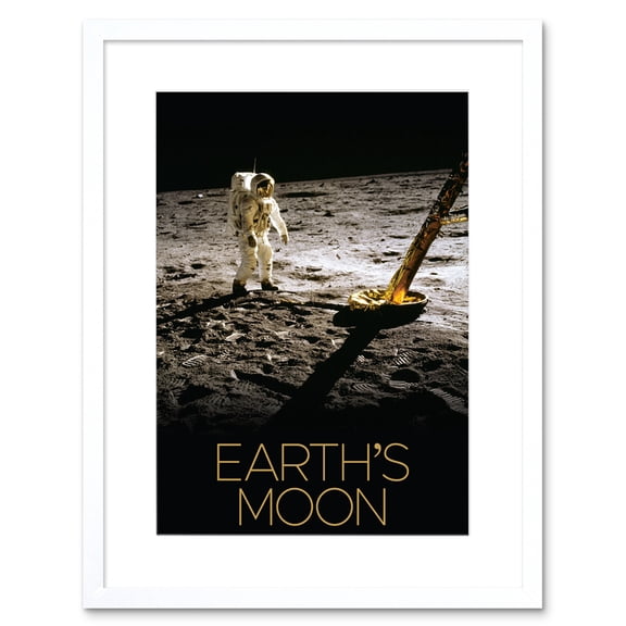 NASA Our Solar System Moon Apollo 11 Lunar Module Buzz Aldrin Artwork Framed Wall Art Print 9X7 Inch