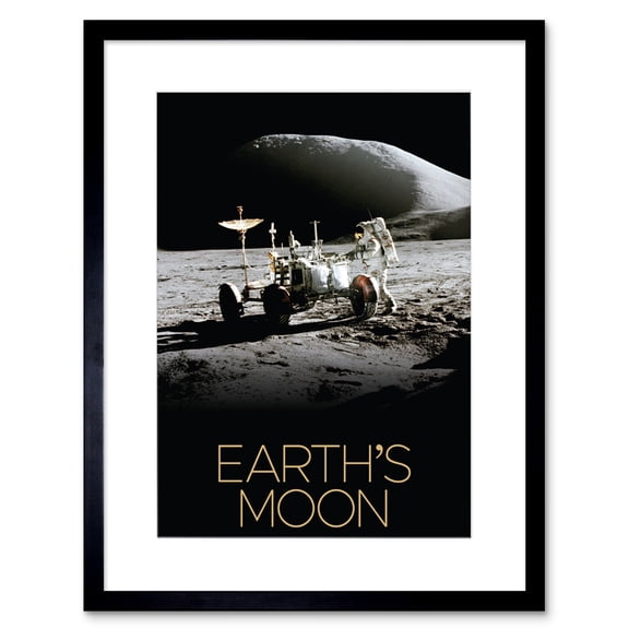 NASA Our Solar System Moon Lunar Roving Vehicle Apollo 15 Artwork Framed Wall Art Print 9X7 Inch