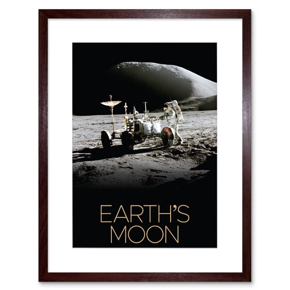 NASA Our Solar System Moon Lunar Roving Vehicle Apollo 15 Artwork Framed Wall Art Print 9X7 Inch