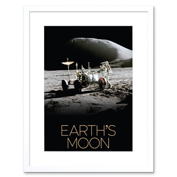 NASA Our Solar System Moon Lunar Roving Vehicle Apollo 15 Artwork Framed Wall Art Print 9X7 Inch