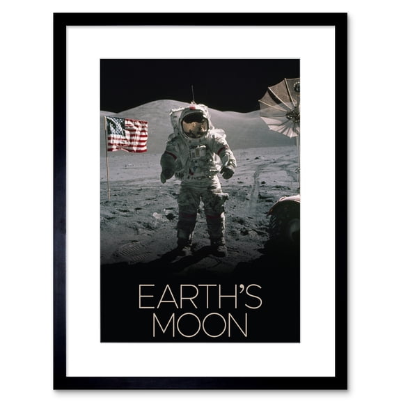 NASA Our Solar System Moon Surface Apollo 17 Astronaut Artwork Framed Wall Art Print 9X7 Inch