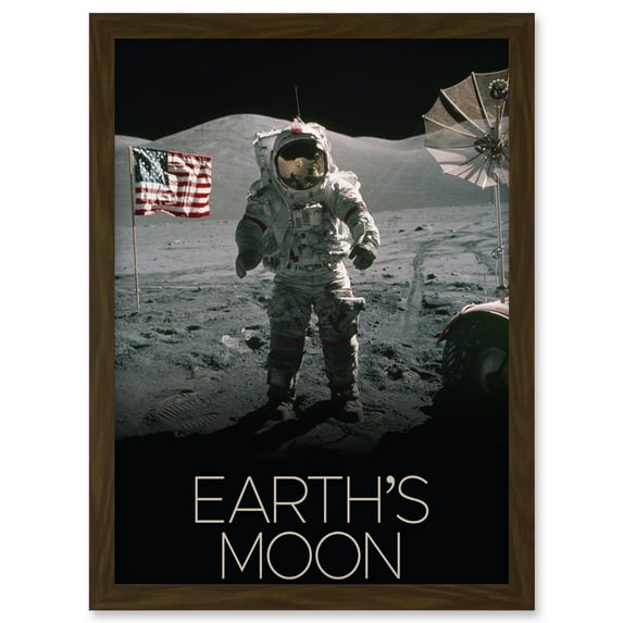 NASA Our Solar System Moon Surface Apollo 17 Astronaut Artwork Framed Wall Art Print A4